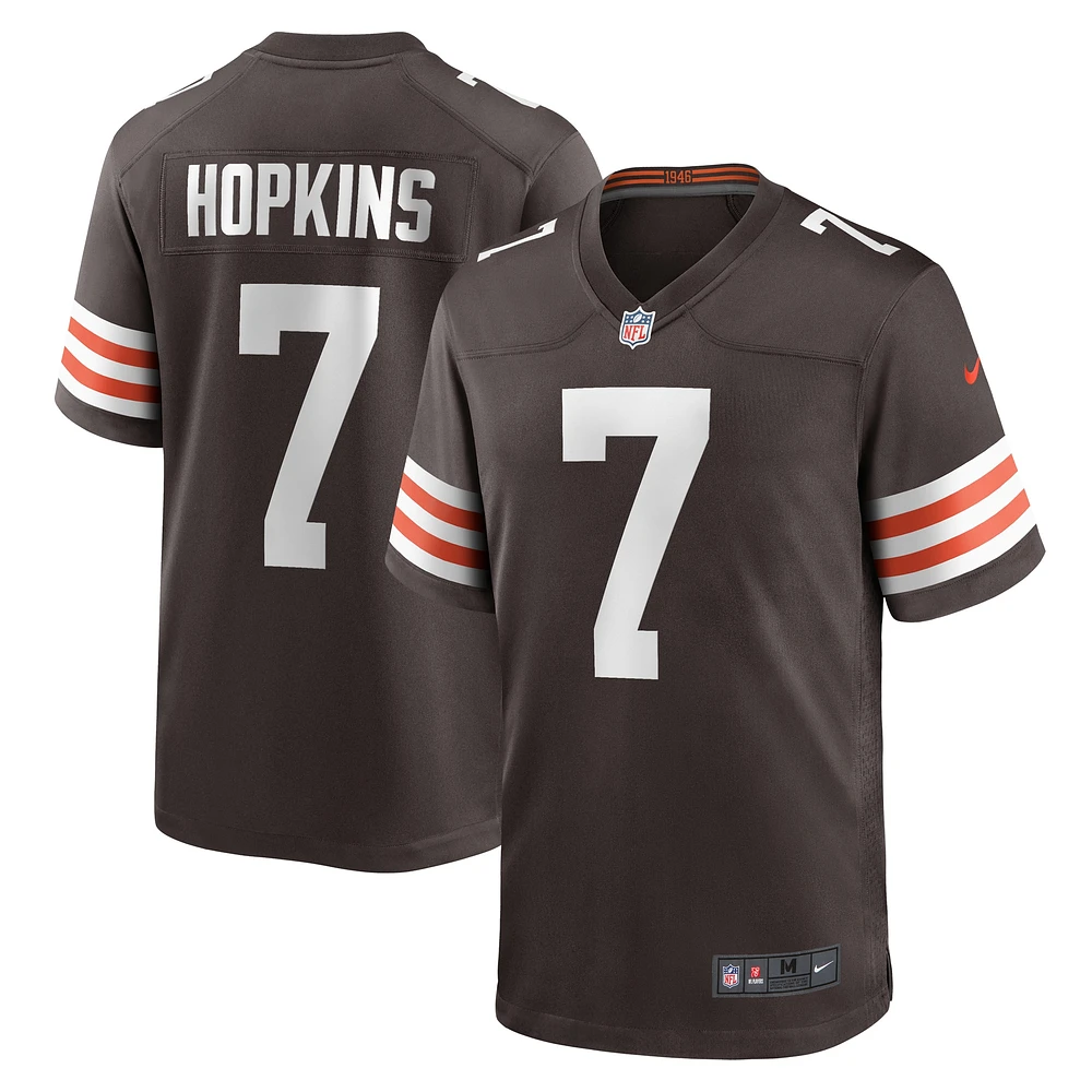 Maillot Nike Dustin Hopkins pour hommes, marron, Cleveland Browns, Team Game