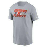 Men's Nike Gray Cleveland Browns 2023 NFL Playoffs Iconic T-Shirt