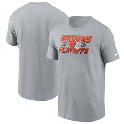 Men's Nike Gray Cleveland Browns 2023 NFL Playoffs Iconic T-Shirt