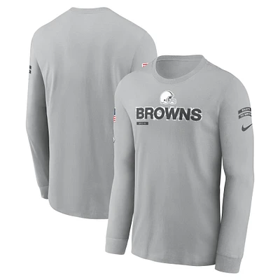 T-shirt à manches longues Nike Cleveland Browns 2024 Salute To Service pour homme Gris