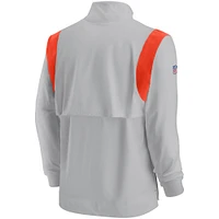 Men's Nike Gray Cleveland Browns Sideline Coach Chevron Lockup Quarter-Zip Long Sleeve Top