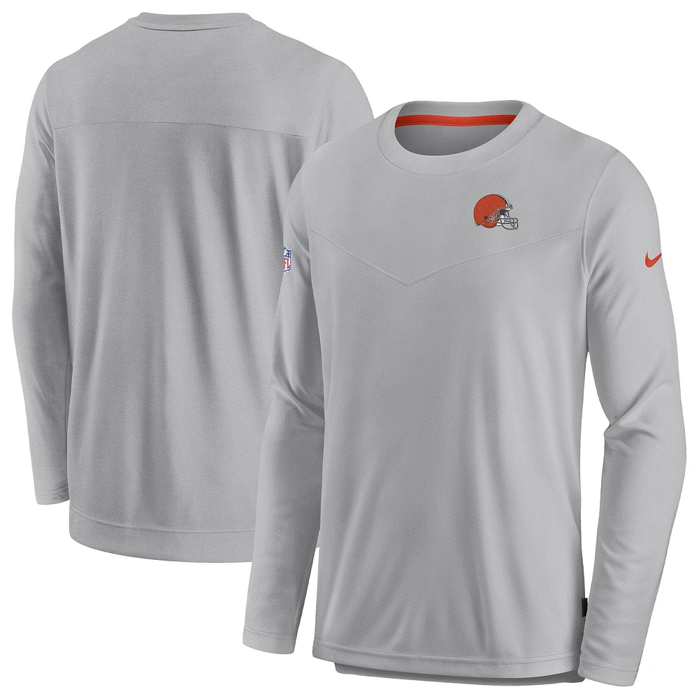 Sweat-shirt à enfiler Nike gris Cleveland Browns Sideline Lockup Performance pour hommes