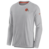 Sweat-shirt à enfiler Nike gris Cleveland Browns Sideline Lockup Performance pour hommes