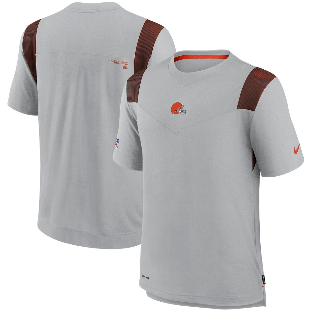 T-shirt Nike Cleveland Browns Sideline Player UV Performance gris pour homme