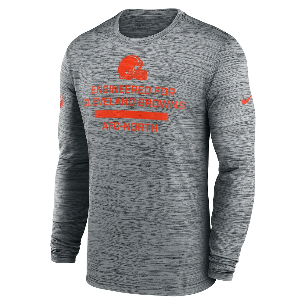 Men's Nike Gray Cleveland Browns Sideline Velocity Performance Long Sleeve T-Shirt