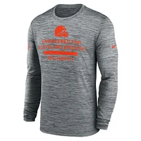 Men's Nike Gray Cleveland Browns Sideline Velocity Performance Long Sleeve T-Shirt