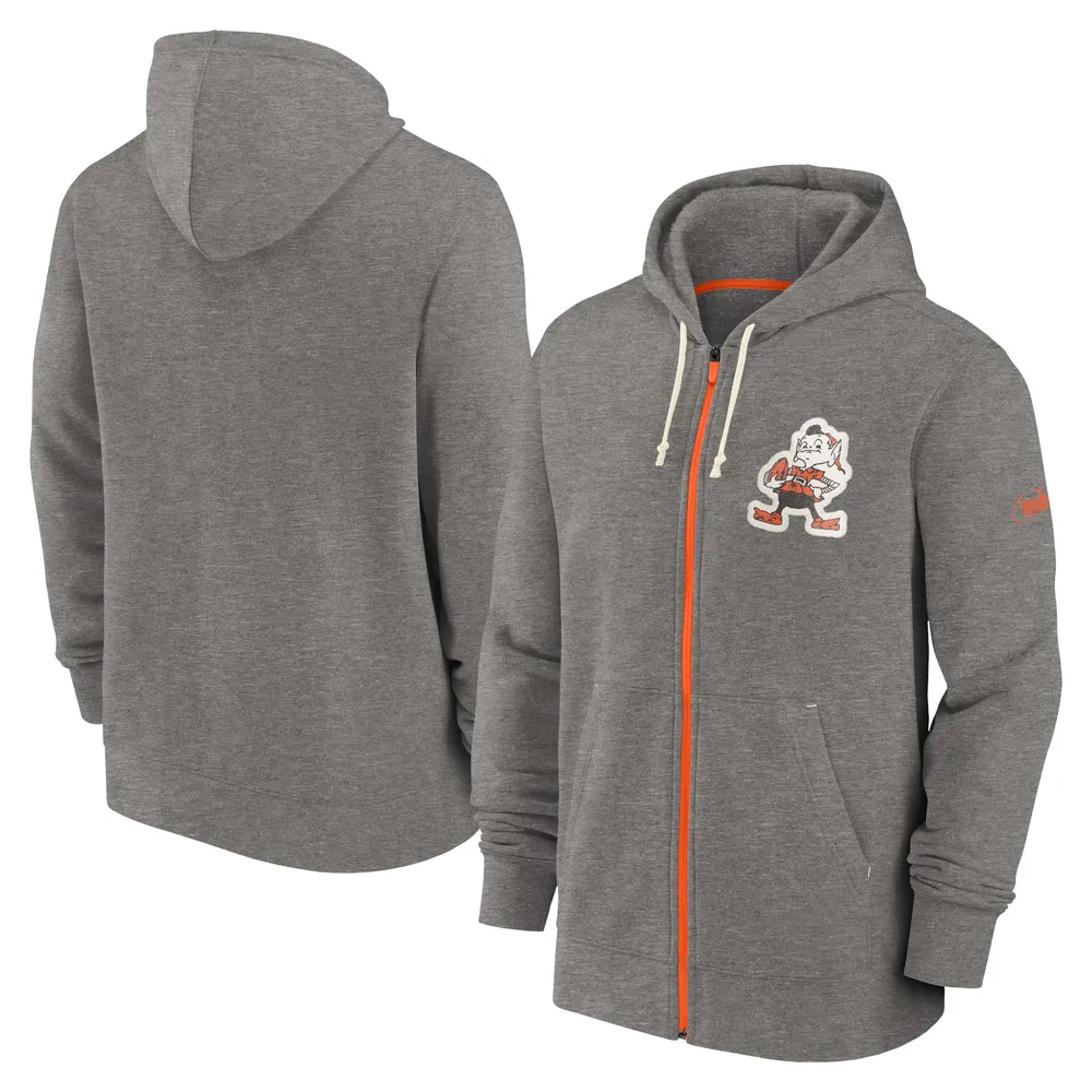 Nike Men's Nike Heather Charcoal Cleveland Browns Historic Lifestyle Full-Zip  Hoodie