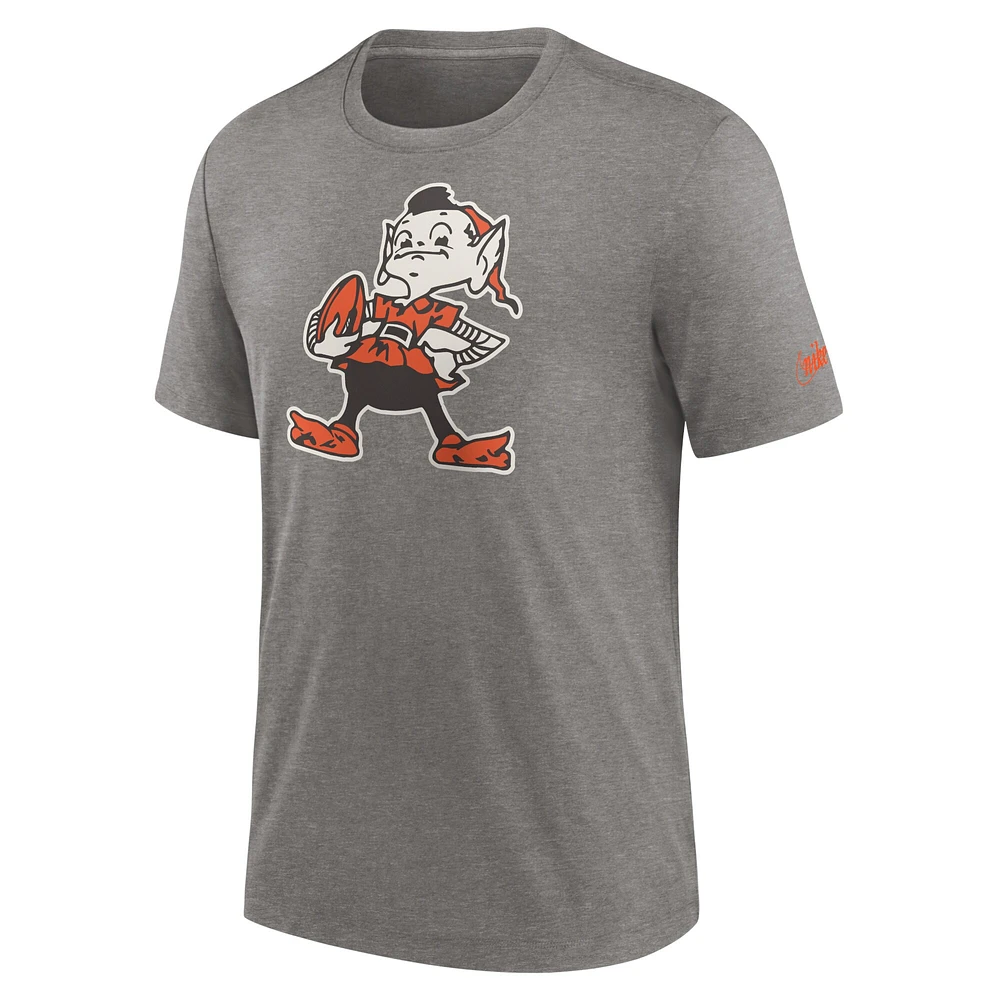 Men's Nike Heather Charcoal Cleveland Browns Rewind Logo Tri-Blend T-Shirt