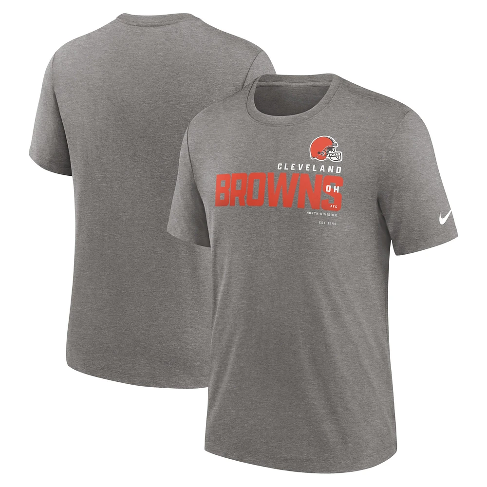 T-shirt à trois mélanges pour homme Nike Heather Charcoal Cleveland Browns Team