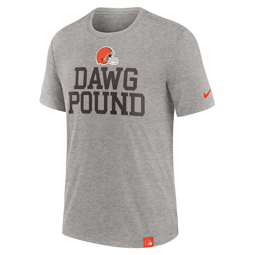 T-shirt tri-mélange Nike Heather Grey Cleveland Browns Blitz pour hommes