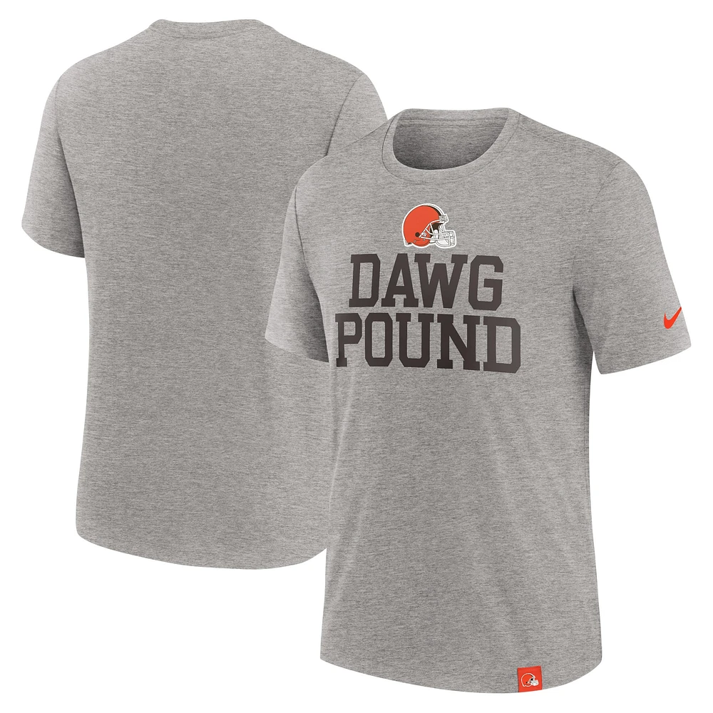 T-shirt tri-mélange Nike Heather Grey Cleveland Browns Blitz pour hommes