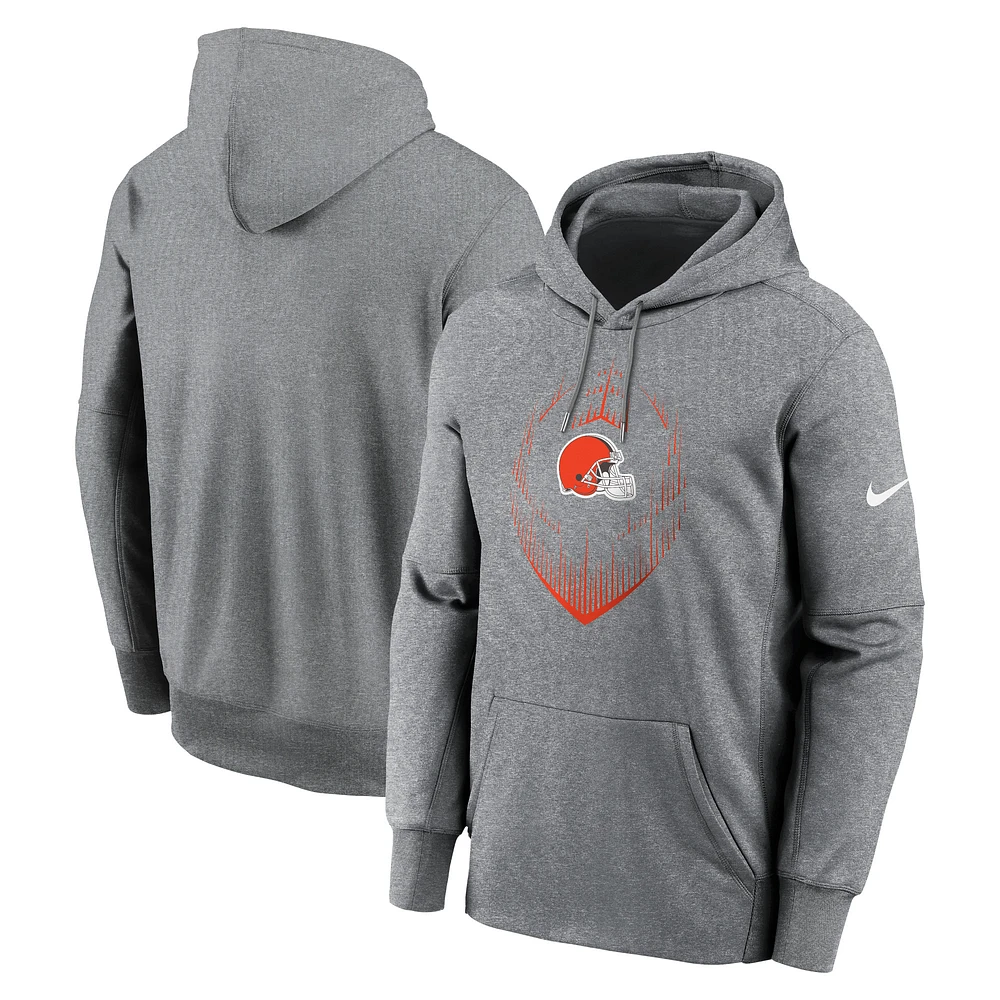 Men's Nike Heather Gray Cleveland Browns Icon Performance Pullover Hoodie