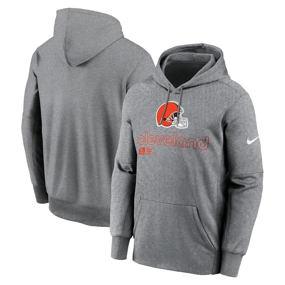 Sweat à capuche Nike Cleveland Browns Performance pour homme, gris chiné