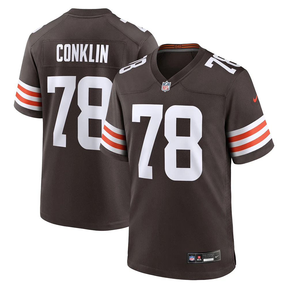 Maillot de match Nike Jack Conklin Brown pour homme des Cleveland Browns