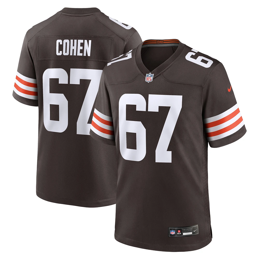 Maillot de match Nike Javion Cohen Brown pour homme des Cleveland Browns