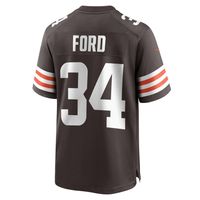 Men's Nike Jerome Ford Brown Cleveland Browns Game Player Jersey