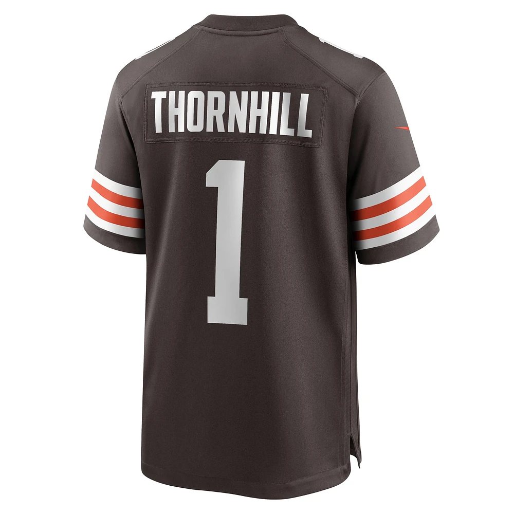 Men's Nike Juan Thornhill Brown Cleveland Browns Game Player Jersey