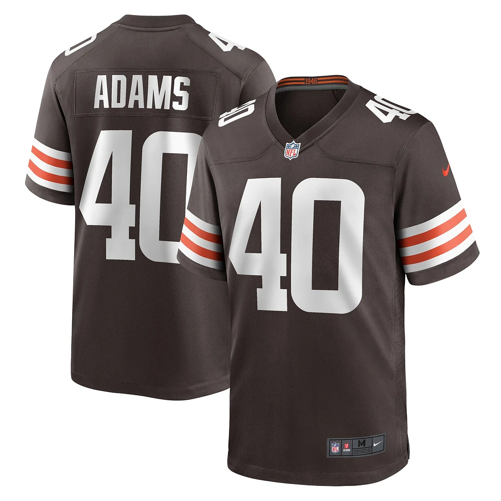 Maillot de joueur match Nike Matthew Adams marron des Cleveland Browns pour hommes