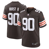 Maillot de match d'équipe Nike Maurice Hurst II marron des Cleveland Browns pour homme