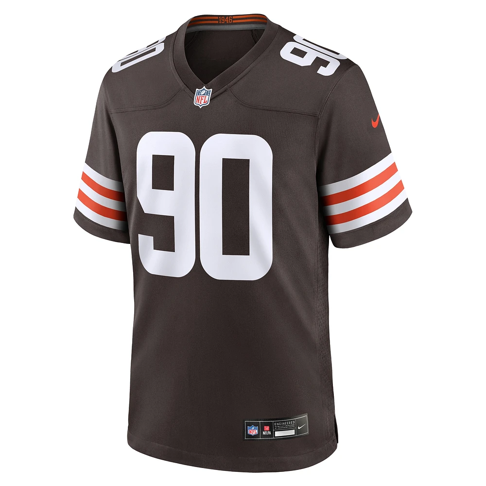 Maillot de match d'équipe Nike Maurice Hurst II marron des Cleveland Browns pour homme