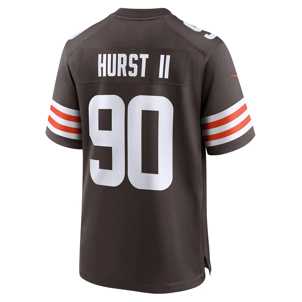 Maillot de match d'équipe Nike Maurice Hurst II marron des Cleveland Browns pour homme