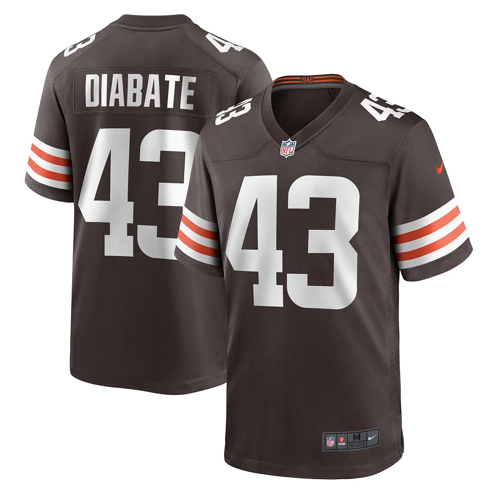 Maillot Nike Mohamoud Diabaté pour homme, marron, Cleveland Browns, Team Game