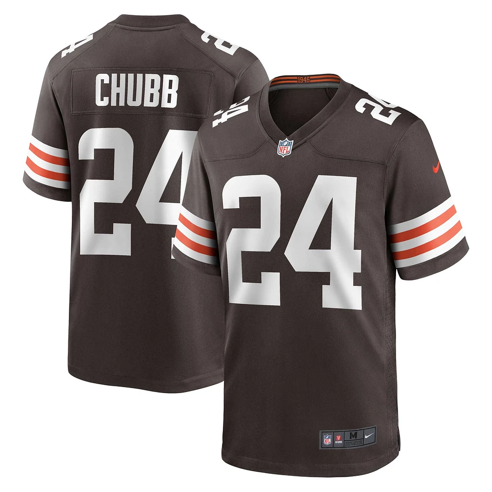 Maillot de match Nike Nick Chubb pour hommes, marron, Cleveland Browns