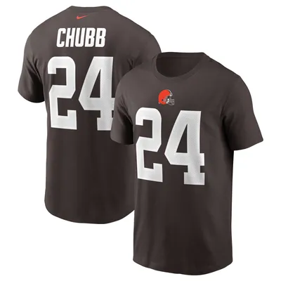 T-shirt Nike Nick Chubb pour hommes, marron, nom et numéro des Cleveland Browns