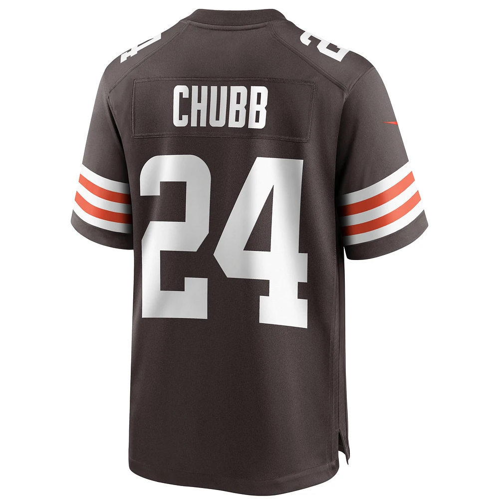 Maillot de jeu Nike Nick Chubb pour hommes, marron, Cleveland Browns, joueur