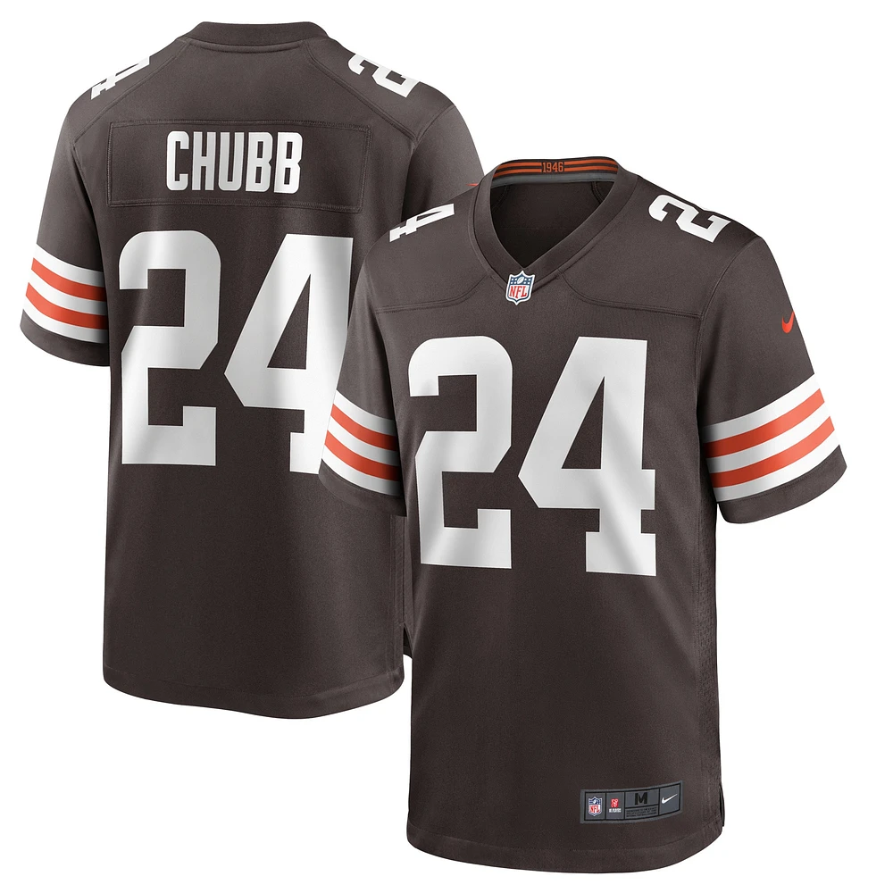 Maillot de jeu Nike Nick Chubb pour hommes, marron, Cleveland Browns, joueur