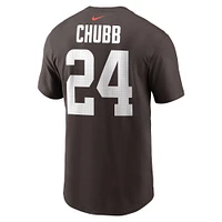 T-shirt Nike Nick Chubb pour hommes, marron, nom et numéro du joueur des Cleveland Browns