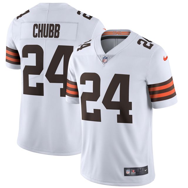 Maillot Nike Nick Chubb pour hommes, blanc, Cleveland Browns Vapor Limited