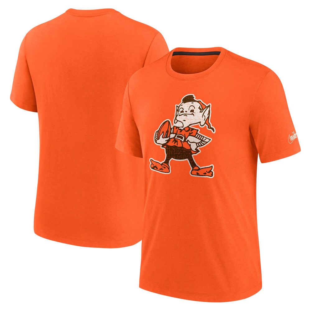 Men's Nike Orange Cleveland Browns Brownie The Elf Rewind Playback Logo Tri-Blend T-Shirt