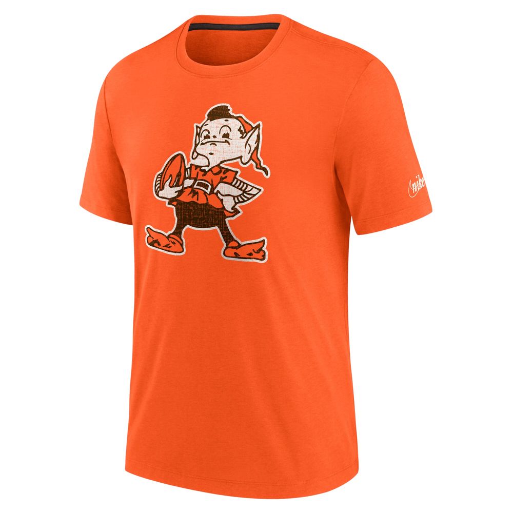 Men's Nike Orange Cleveland Browns Brownie The Elf Rewind Playback Logo Tri-Blend T-Shirt