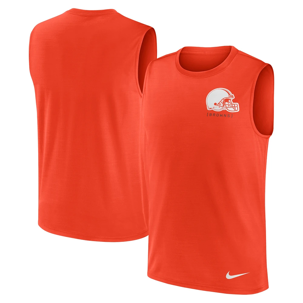 Men's Nike Orange Cleveland Browns Large Logo Peformance Muscle Tank Top