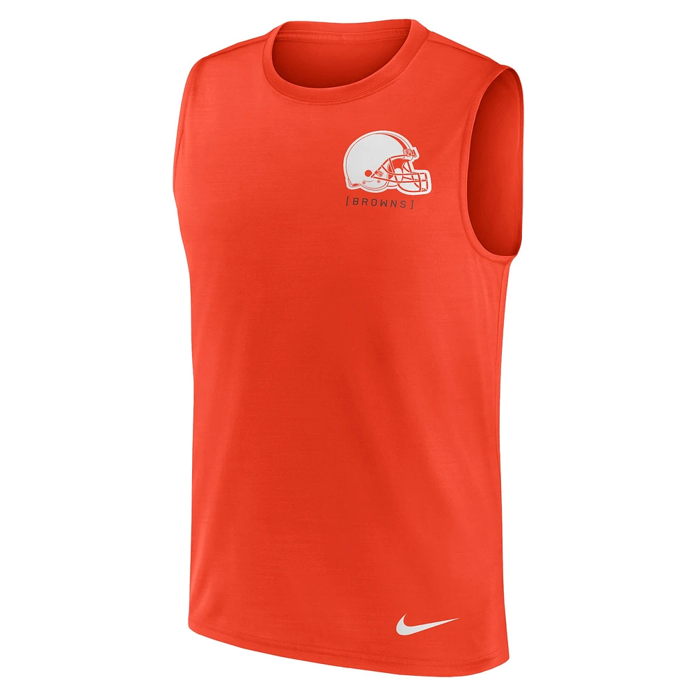 Men's Nike Orange Cleveland Browns Large Logo Performance Muscle Tank Top