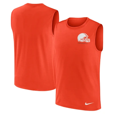 Men's Nike Orange Cleveland Browns Large Logo Performance Muscle Tank Top