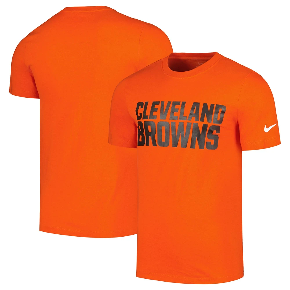 T-shirt essentiel Nike Orange Cleveland Browns Primetime Wordmark pour hommes