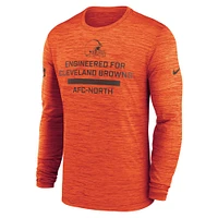 T-shirt Nike orange à manches longues pour homme, Sideline Velocity Performance, Cleveland Browns