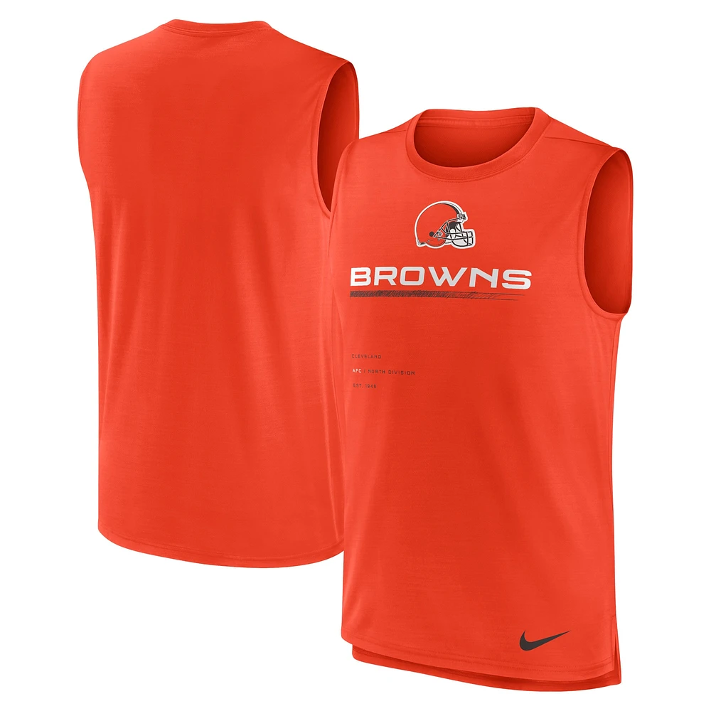 Débardeur Nike Orange Cleveland Browns Team Performance pour homme