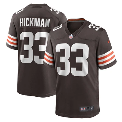 Maillot de match l'équipe Nike Ronnie Hickman marron des Cleveland Browns pour hommes