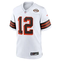 Men's Nike Shedeur Sanders White Cleveland Browns 2025 NFL Draft 2nd Alternate Game Jersey