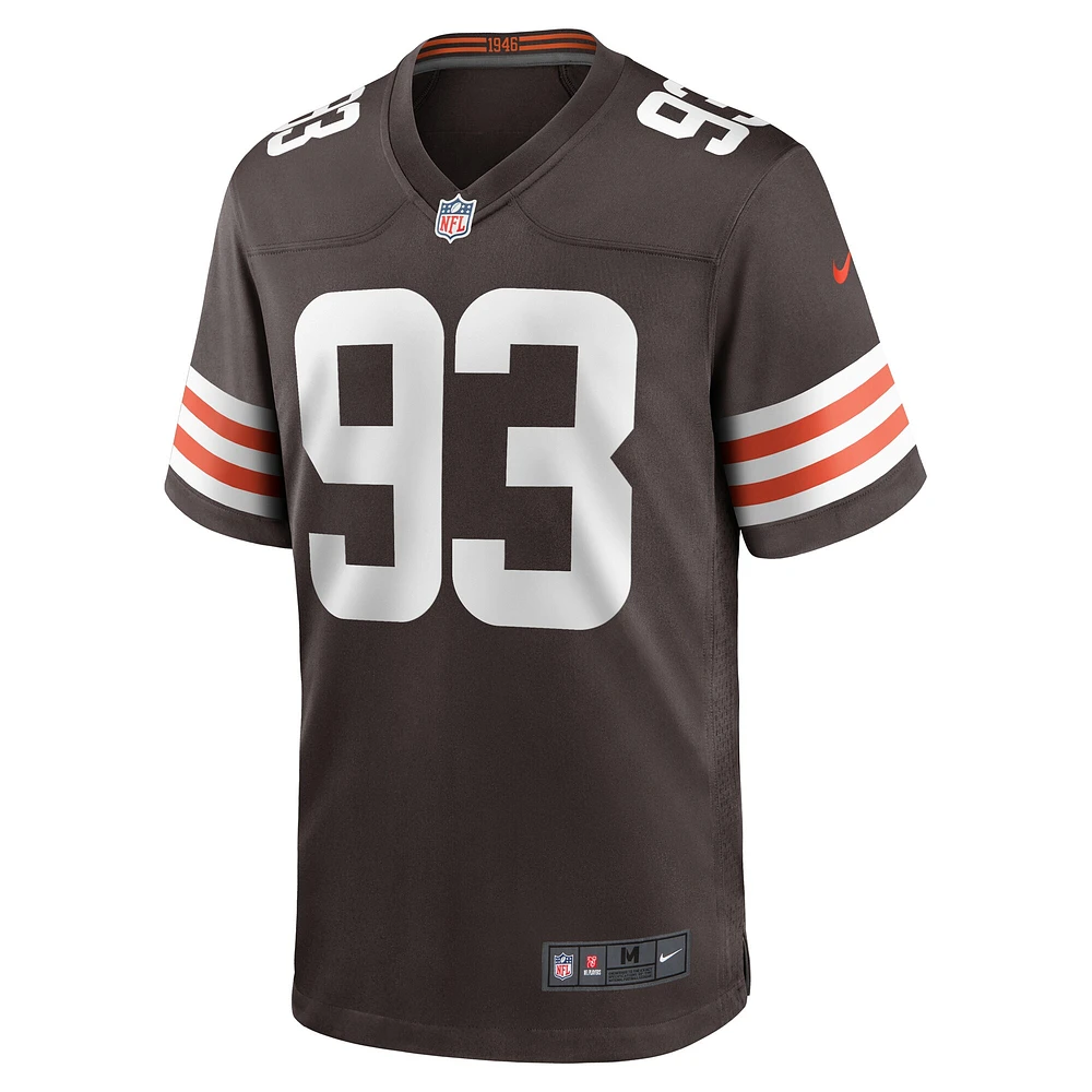 Maillot de match l'équipe Nike Shelby Harris Brown des Cleveland Browns pour hommes