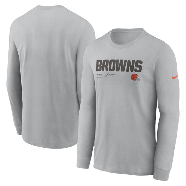 T-shirt à manches longues Nike Silver Cleveland Browns Sideline Infograph Lock Up Performance pour hommes