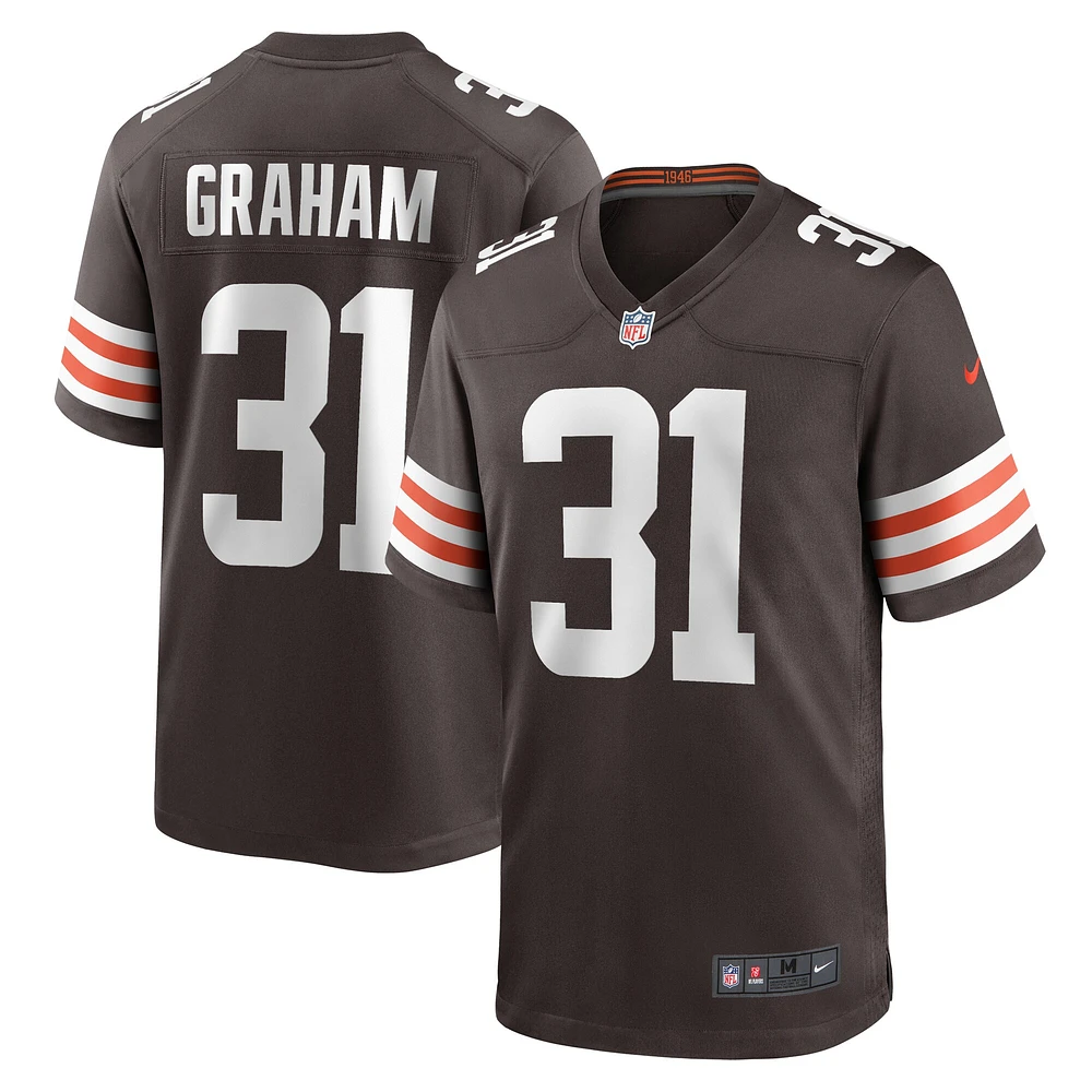 Maillot de match l'équipe Nike Thomas Graham Jr. marron des Cleveland Browns pour hommes