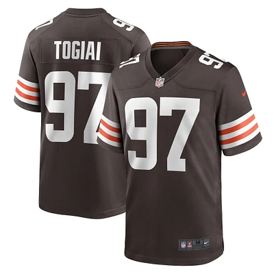 Maillot de match Nike Tommy Togiai pour hommes, marron, Cleveland Browns