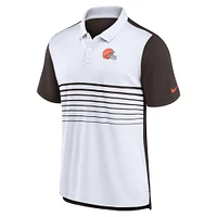 Polo de performance tendance Nike pour hommes, blanc/marron, Cleveland Browns