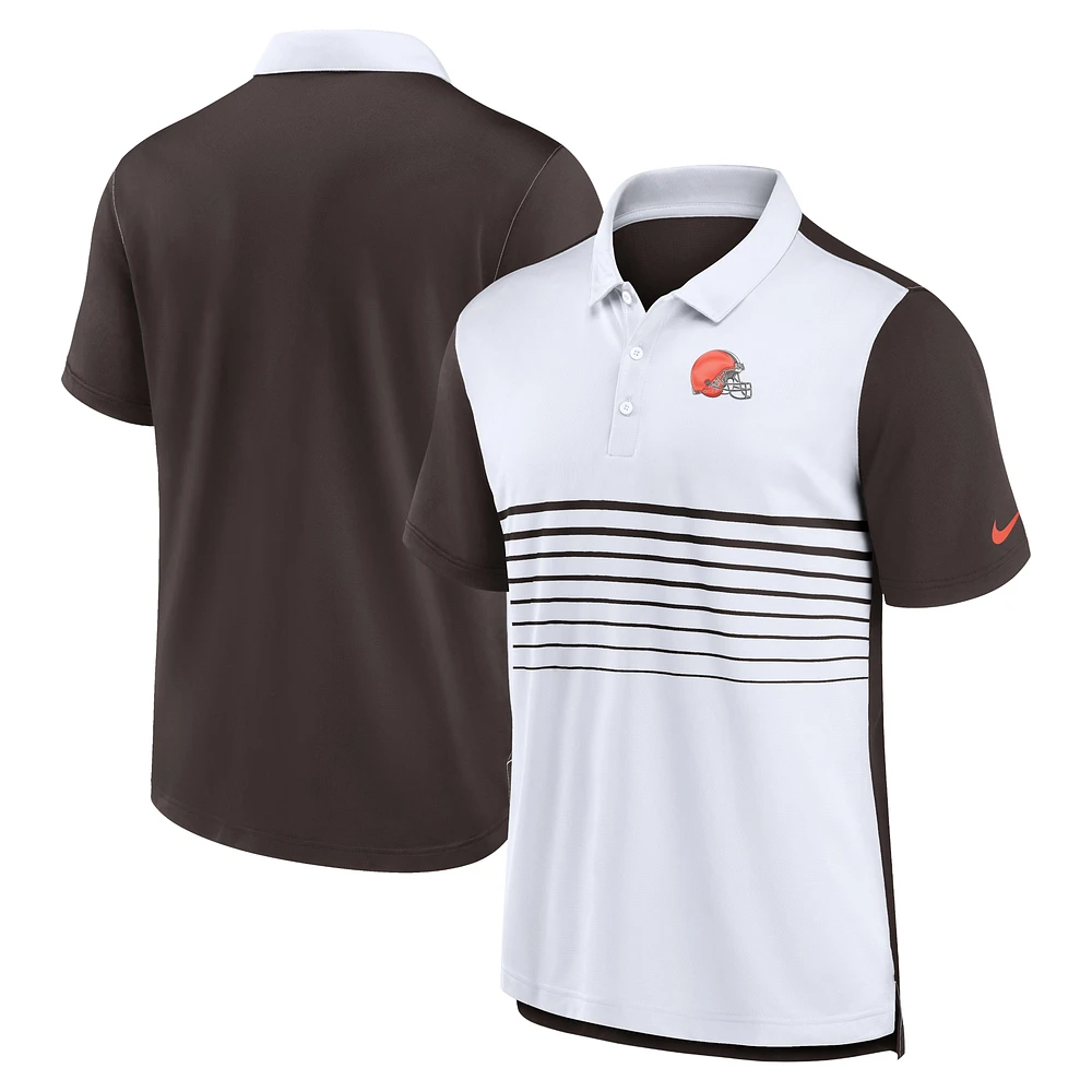 Polo de performance tendance Nike pour hommes, blanc/marron, Cleveland Browns