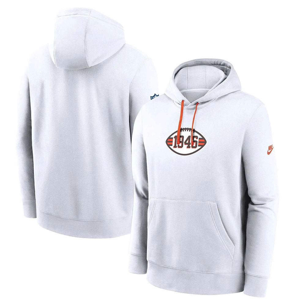 Sweat à capuche Nike pour hommes, Cleveland Browns 2023 Sideline Club Alternate Tri-Blend, blanc