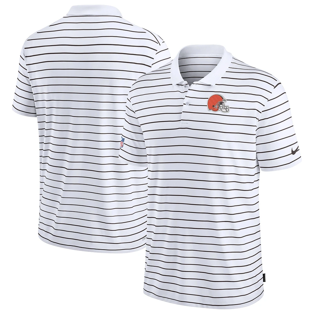 Polo Nike blanc Cleveland Browns Sideline Lock Up Victory Performance pour homme